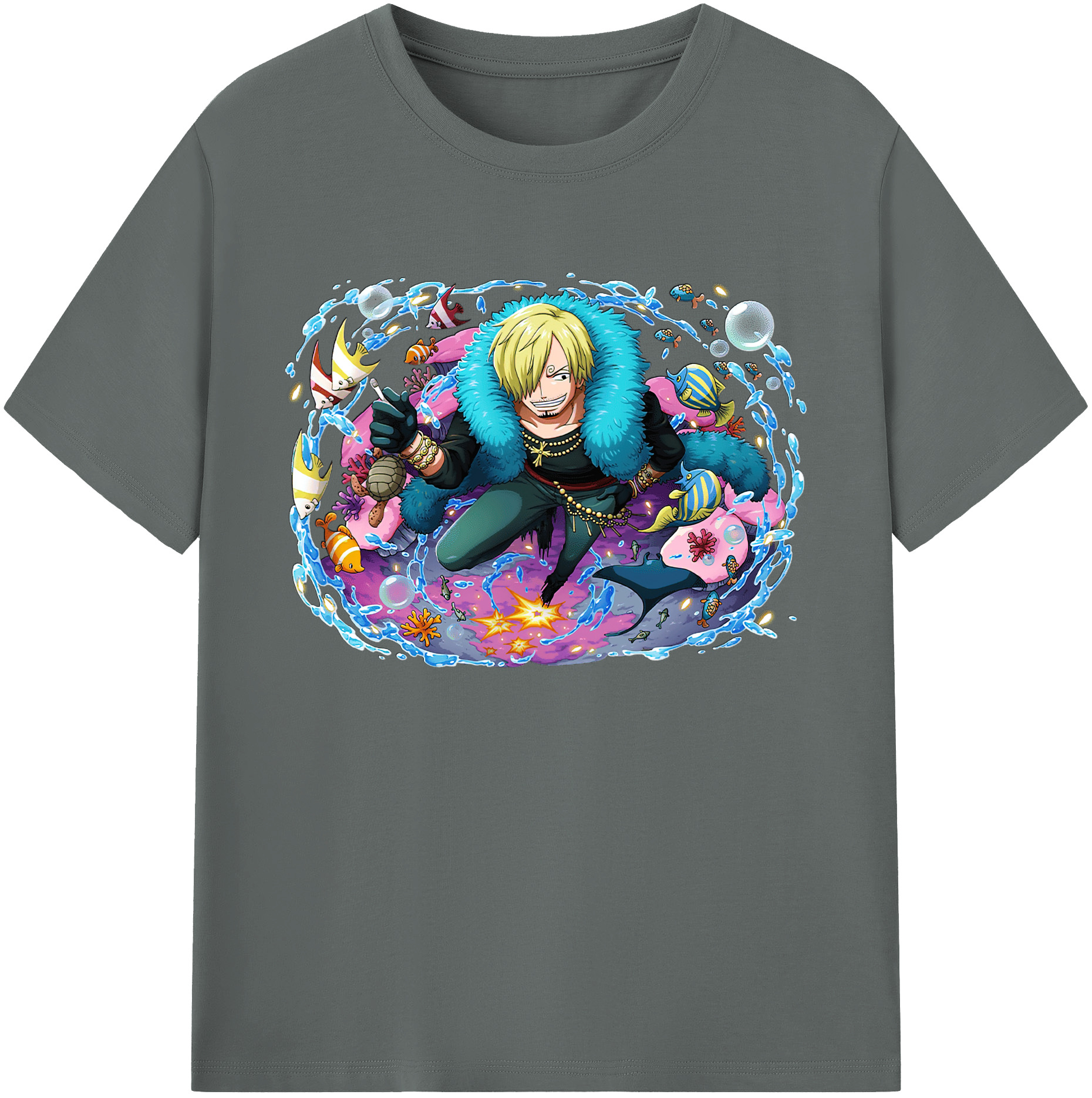 （画像用） ワンピース サンジ ONE PIECE Sanji 綿100％ メンズ半袖Tシャツ｜肌触りやわらか＆通気性